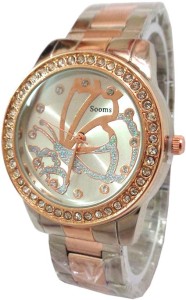 Keepkart Sooms Butterfly Silver Dial Metal 2tone strap Analog Watch  - For Girls