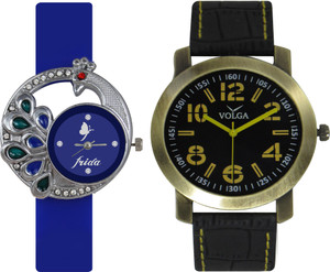 Frida Designer VOLGA Beautiful New Branded Type Watches Men and Women Combo64 VOLGA Band Analog Watch - For Couple