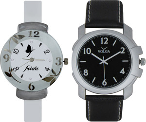 Frida Designer VOLGA Beautiful New Branded Type Watches Men and Women Combo214 VOLGA Band Analog Watch - For Couple