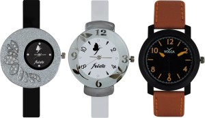 Frida Designer VOLGA Beautiful New Branded Type Watches Men and Women Combo383 VOLGA Band Analog Watch  - For Couple