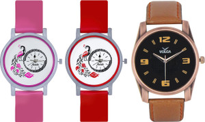 Frida Designer VOLGA Beautiful New Branded Type Watches Men and Women Combo608 VOLGA Band Analog Watch - For Couple