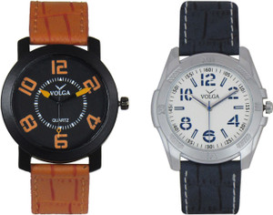 Volga Branded Leather Quality Designer Dial Diwali Special Combo394 Designer Sport Looks WaterProof Mens Watch Analog Watch - For Men