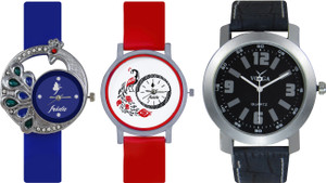 Frida Designer VOLGA Beautiful New Branded Type Watches Men and Women Combo505 VOLGA Band Analog Watch - For Couple