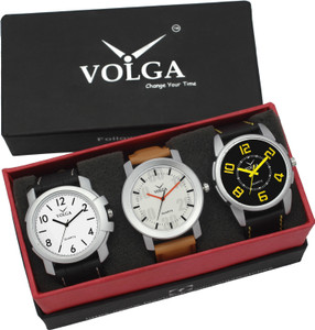 Volga VLW05-12-25-27 Mens Leather Belt Combo With Designer Stylish Branded Gorgeous box Analog Watch - For Men