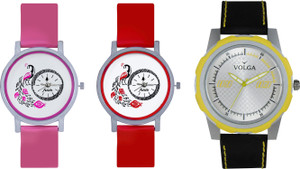 Volga Designer FVOLGA Beautiful New Branded Type Watches Men and Women Combo163 VOLGA Band Analog Watch - For Couple