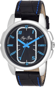 Pappi Boss Blue Stitching Leather Strap Analog Watch - For Boys