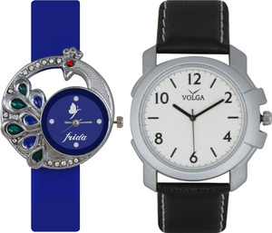 Frida Designer VOLGA Beautiful New Branded Type Watches Men and Women Combo43 VOLGA Band Analog Watch - For Couple
