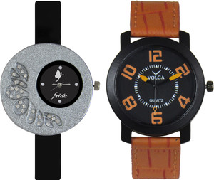 Frida Designer VOLGA Beautiful New Branded Type Watches Men and Women Combo14 VOLGA Band Analog Watch - For Couple