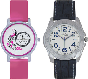 Frida Designer VOLGA Beautiful New Branded Type Watches Men and Women Combo92 VOLGA Band Analog Watch - For Couple