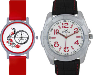 Frida Designer VOLGA Beautiful New Branded Type Watches Men and Women Combo171 VOLGA Band Analog Watch - For Couple