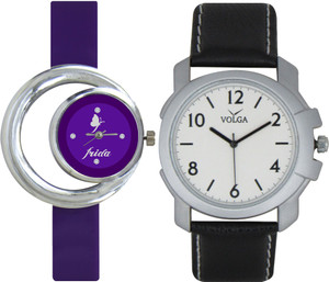 Frida Designer VOLGA Beautiful New Branded Type Watches Men and Women Combo117 VOLGA Band Analog Watch - For Couple