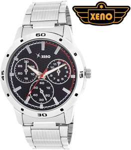 Xeno BN_C1D59_OLD Date Day Chronograph Pattern Silver Metal Black Dial New Look Fashion Stylish Modish Analog Watch - For Boys