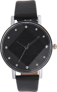 3wish Black Dial Leather Strap Analog Watch - For Women