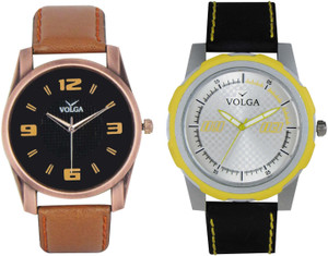 Volga Branded Leather Quality Designer Dial Diwali Special Combo456 Designer Sport Looks WaterProof Mens Watch Analog Watch - For Men