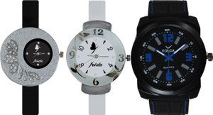 Frida Designer VOLGA Beautiful New Branded Type Watches Men and Women Combo396 VOLGA Band Analog Watch - For Couple