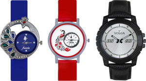 Volga Designer FVOLGA Beautiful New Branded Type Watches Men and Women Combo134 VOLGA Band Analog Watch - For Couple