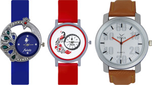 Frida Designer VOLGA Beautiful New Branded Type Watches Men and Women Combo502 VOLGA Band Analog Watch - For Couple