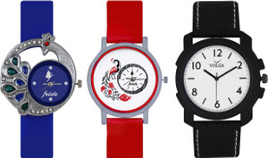Frida Designer VOLGA Beautiful New Branded Type Watches Men and Women Combo488 VOLGA Band Analog Watch - For Couple