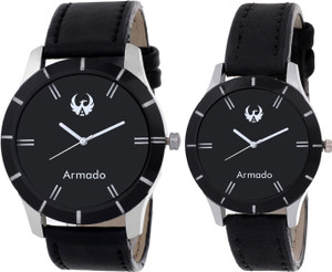 Armado AR-9394 Black Elegant Modern Corporate Collection Analog Watch - For Couple