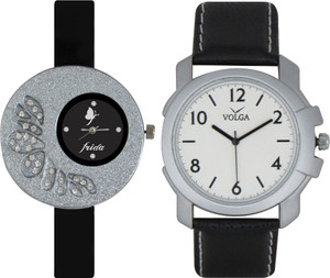 Frida Designer VOLGA Beautiful New Branded Type Watches Men and Women Combo6 VOLGA Band Analog Watch - For Couple