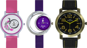 Frida Designer VOLGA Beautiful New Branded Type Watches Men and Women Combo582 VOLGA Band Analog Watch - For Couple