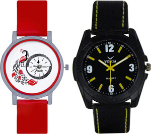 Frida Designer VOLGA Beautiful New Branded Type Watches Men and Women Combo159 VOLGA Band Analog Watch - For Couple