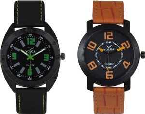 Volga Branded Leather Quality Designer Dial Diwali Special Combo343 Designer Sport Looks WaterProof Mens Watch Analog Watch - For Men
