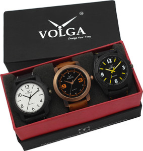 Volga VLW05-13-17-21 Mens Leather Belt Combo With Designer Stylish Branded Sport box Analog Watch - For Men