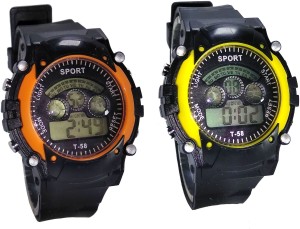 Faas FAAS Black Dail Watch Combo 7 lights Digital Watch  - For Boys & Girls