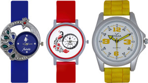 Frida Designer VOLGA Beautiful New Branded Type Watches Men and Women Combo485 VOLGA Band Analog Watch - For Couple