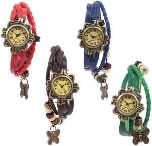 Felizo Bracelet Vintage Style Pack of 4 Analog Watch  - For Girls