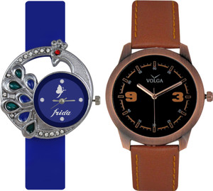 Frida Designer VOLGA Beautiful New Branded Type Watches Men and Women Combo52 VOLGA Band Analog Watch - For Couple