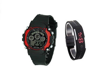 Users RDBLK Sports7 Light_Band DEL to DSS Digital Watch - For Boys