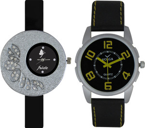 Frida Designer VOLGA Beautiful New Branded Type Watches Men and Women Combo19 VOLGA Band Analog Watch - For Couple