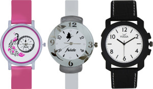 Frida Designer VOLGA Beautiful New Branded Type Watches Men and Women Combo636 VOLGA Band Analog Watch - For Couple