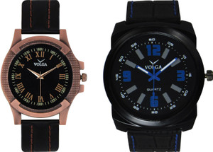 Volga Branded Leather Quality Designer Dial Diwali Special Combo465 Designer Sport Looks WaterProof Mens Watch Analog Watch - For Men