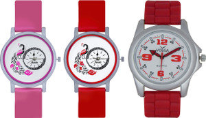 Frida Designer VOLGA Beautiful New Branded Type Watches Men and Women Combo595 VOLGA Band Analog Watch - For Couple