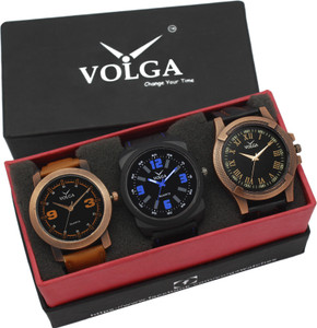 Volga VLW05-21-23-32 Mens Leather Belt Combo With Designer Stylish Branded Trendy box Analog Watch - For Men