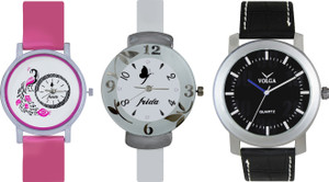 Volga Designer FVOLGA Beautiful New Branded Type Watches Men and Women Combo167 VOLGA Band Analog Watch - For Couple