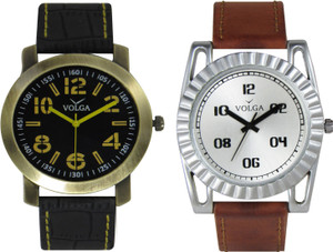 Volga Branded Leather Quality Designer Dial Diwali Special Combo614 Designer Sport Looks WaterProof Mens Watch Analog Watch - For Men