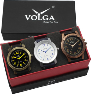 Volga VLW05-11-23-33 Mens Leather Belt Combo With Designer Stylish Branded Fabulous box Analog Watch - For Men