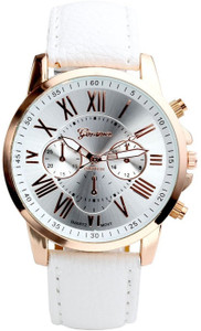 Geneva Quartz Rose Gold Case White Dial Analog Watch - For Women