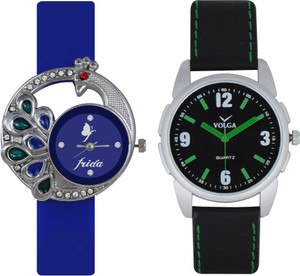 Frida Designer VOLGA Beautiful New Branded Type Watches Men and Women Combo57 VOLGA Band Analog Watch - For Couple