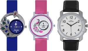Frida Designer VOLGA Beautiful New Branded Type Watches Men and Women Combo413 VOLGA Band Analog Watch - For Couple