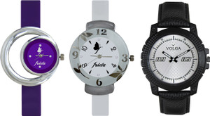 Volga Designer FVOLGA Beautiful New Branded Type Watches Men and Women Combo182 VOLGA Band Analog Watch - For Couple