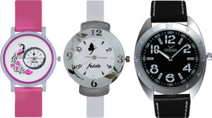Frida Designer VOLGA Beautiful New Branded Type Watches Men and Women Combo654 VOLGA Band Analog Watch - For Couple