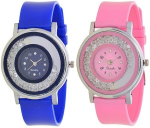 Spinoza 01S009 blue and pink movable diamonds in dial Analog Watch  - For Girls