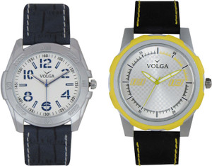 Volga Branded Leather Quality Designer Dial Diwali Special Combo495 Designer Sport Looks WaterProof Mens Watch Analog Watch - For Men