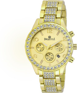 Swisstyle Gold-SS-LR251-GLD-GLD Analog Watch - For Girls