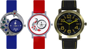 Frida Designer VOLGA Beautiful New Branded Type Watches Men and Women Combo508 VOLGA Band Analog Watch - For Couple